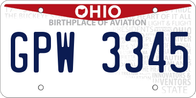 OH license plate GPW3345
