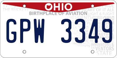 OH license plate GPW3349