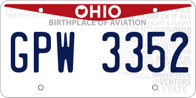 OH license plate GPW3352