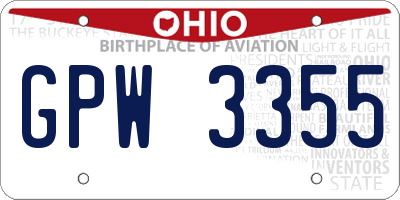 OH license plate GPW3355