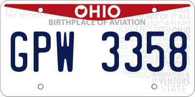 OH license plate GPW3358