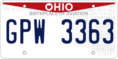 OH license plate GPW3363