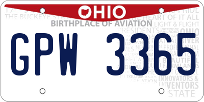 OH license plate GPW3365