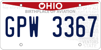 OH license plate GPW3367