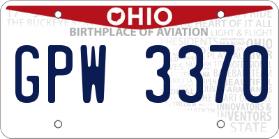 OH license plate GPW3370