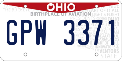 OH license plate GPW3371