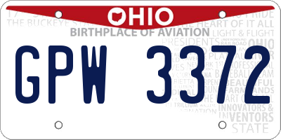 OH license plate GPW3372