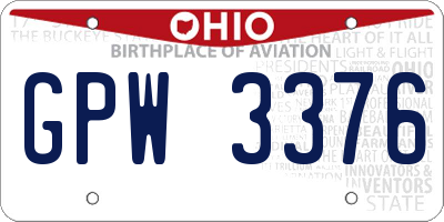 OH license plate GPW3376