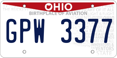 OH license plate GPW3377