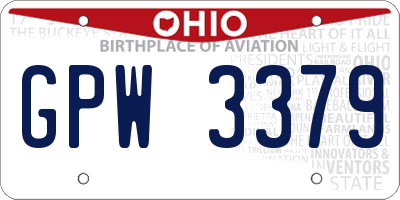 OH license plate GPW3379