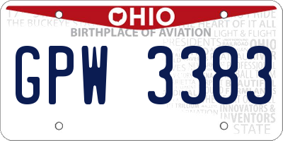 OH license plate GPW3383