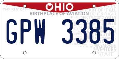 OH license plate GPW3385