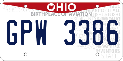 OH license plate GPW3386