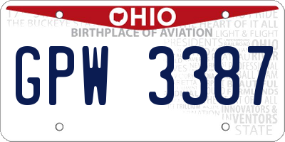 OH license plate GPW3387
