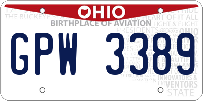OH license plate GPW3389