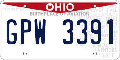 OH license plate GPW3391