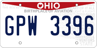 OH license plate GPW3396