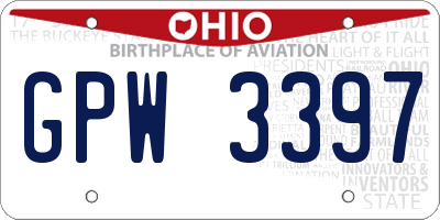OH license plate GPW3397