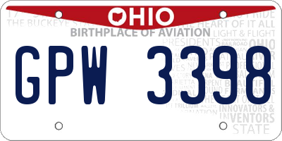 OH license plate GPW3398
