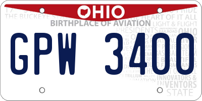 OH license plate GPW3400