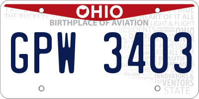 OH license plate GPW3403