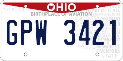 OH license plate GPW3421