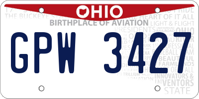OH license plate GPW3427