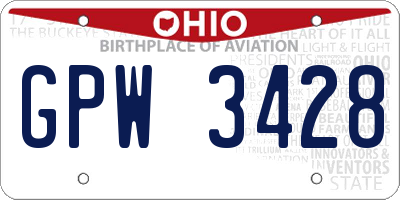 OH license plate GPW3428