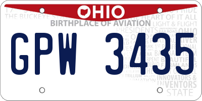 OH license plate GPW3435