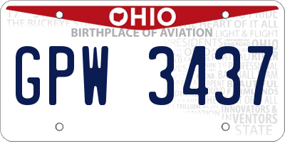 OH license plate GPW3437