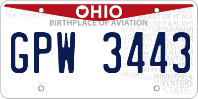 OH license plate GPW3443