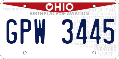 OH license plate GPW3445