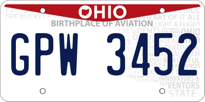 OH license plate GPW3452