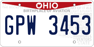 OH license plate GPW3453
