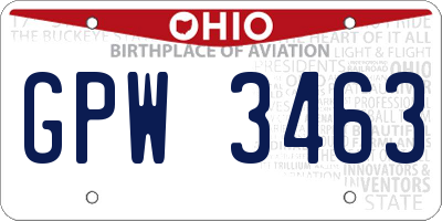 OH license plate GPW3463