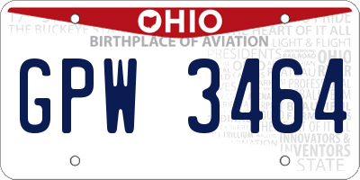 OH license plate GPW3464