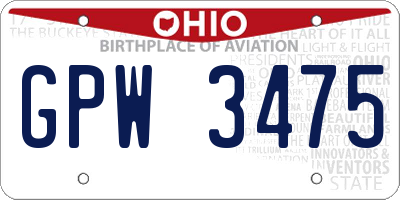 OH license plate GPW3475