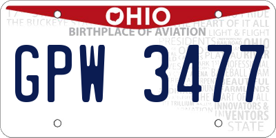 OH license plate GPW3477