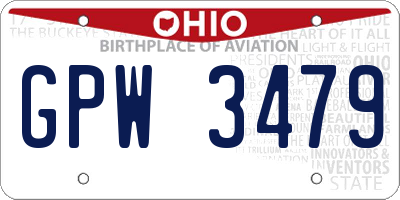 OH license plate GPW3479