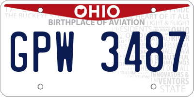 OH license plate GPW3487
