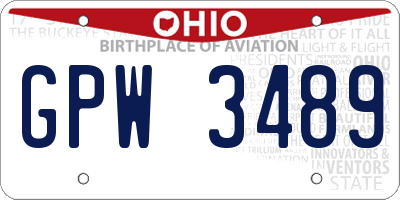 OH license plate GPW3489