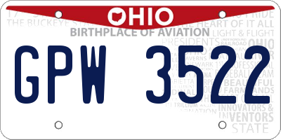 OH license plate GPW3522