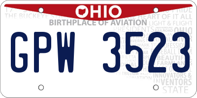 OH license plate GPW3523