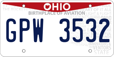 OH license plate GPW3532