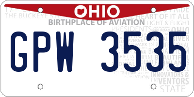 OH license plate GPW3535