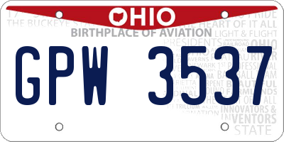 OH license plate GPW3537