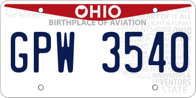 OH license plate GPW3540