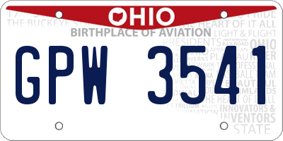 OH license plate GPW3541