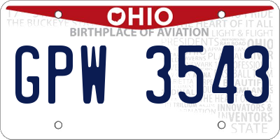 OH license plate GPW3543