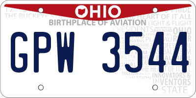 OH license plate GPW3544